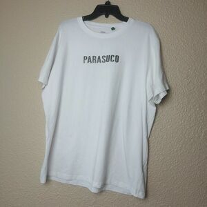 parasuco short‎ sleeve t-shirt 3D logo men's white size xxl short sleeve casual